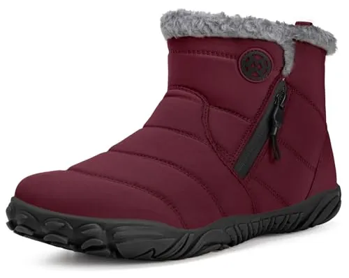 Botas Barefoot Hombre Mujer Botines de Nieve, Rojo Vino, 43 EU