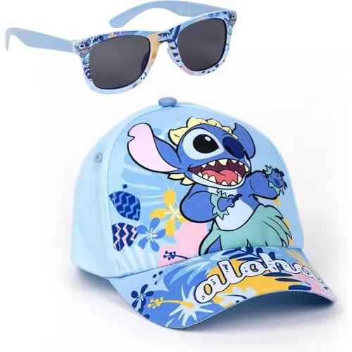 Gorra y Gafas de Sol Disney Set Infantil Original para Niñ@s Unisex - Gorra y Gafas Disney Accesorios Verano Protección UV Ajustable