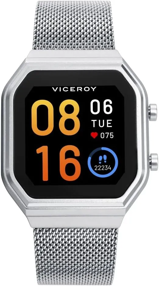 Viceroy Reloj Inteligente Smart Pro Unisex Gris Plata Aluminio con Malla Milanesa Acero 41121-00