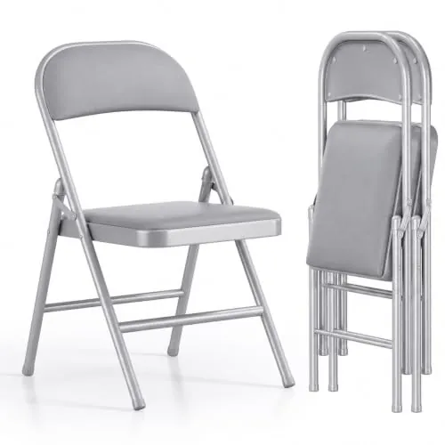 Asdsed Juego de 4 sillas Plegables Acolchadas con Capacidad de Carga de hasta 158 kg, sillas Plegables de Metal con Fuerte Marco de Acero, sillas Plegables para Cocina, Comedor, Interior y Exterior