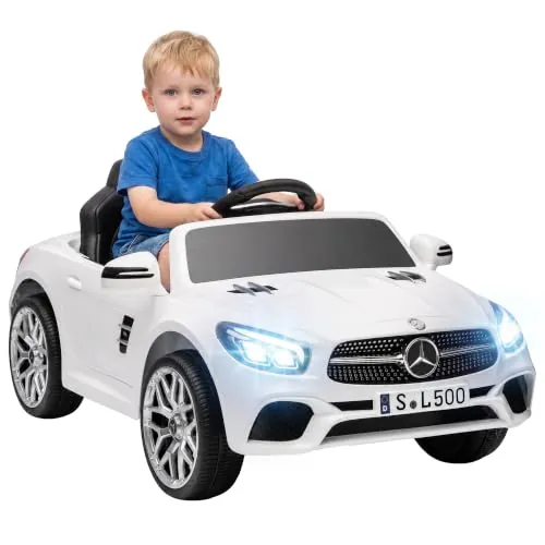AIYAPLAY Coche Eléctrico de Niños Mercedes-Benz SL500 12V 2 Motores Blanco