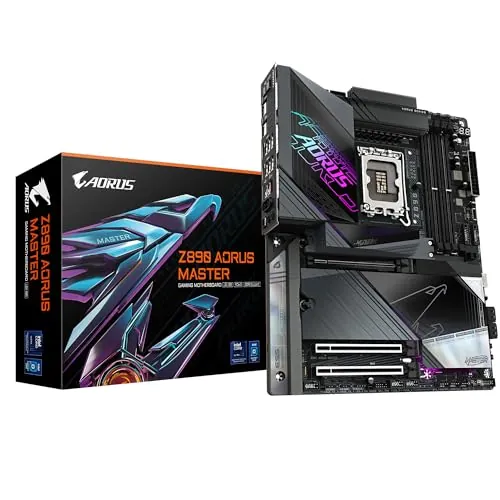 GIGABYTE Placa Base Z890 AORUS Master - Compatible con procesadores Intel Core Ultra (Serie 2), 18+1+2 Fases VRM, hasta 9500MHz DDR5 (OC), 2xPCIe 5.0 + 3xPCIe 4.0, Wi-Fi 7, LAN 10GbE, Thunderbolt 4