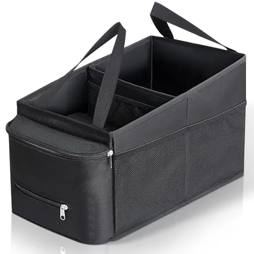 Cozary Organizador Asiento Coche, Plegable Organizador de Asiento, para Adultos y Niños con Portavasos, Compartimentos de Almacenamiento para Juguetes, Libros