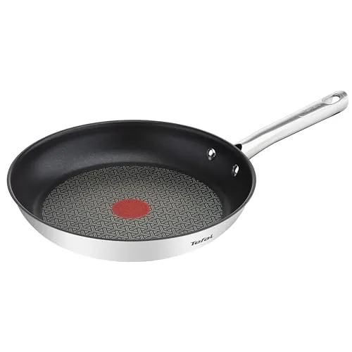 Tefal Duetto - Sartén de 24 cm, Apto inducción, antiadherente, revestimiento titanio, Thermo-signal, apto lavavajillas y horno, acero inoxidable