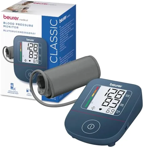 Beurer BM 25 Tensiómetro de brazo, operación sencilla con un botón, medición precisa, detección de arritmias, con puerto USB-C, brazalete para 22-42 cm, transferencia de datos a Apple Health y más