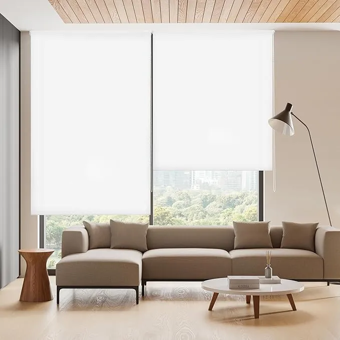 Blindecor Ara | Estor enrollable translúcido liso - Blanco Roto, 100 x 175 cm (ancho por alto) | Tamaño de la Tela 97 x 170 cm | Estores para ventanas