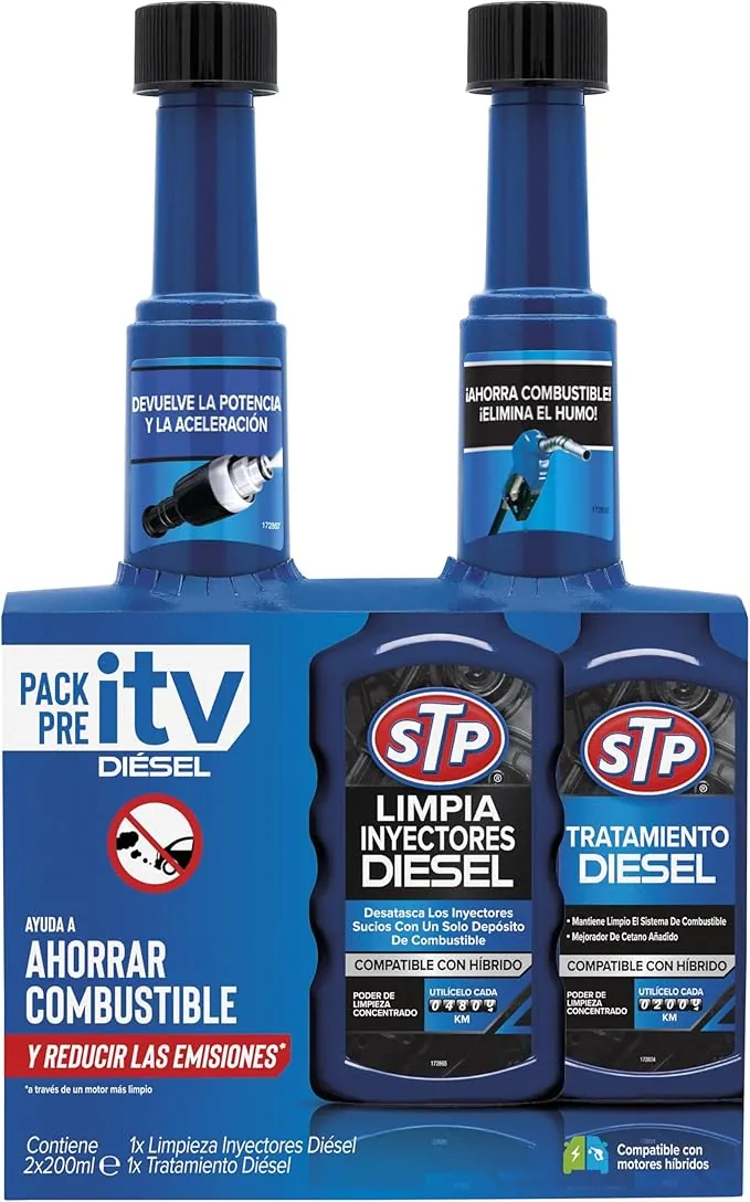 Pack pre itv tratamiento limpia inyectores diesel 200 ml + tratamiento diesel 200 ml coches stp