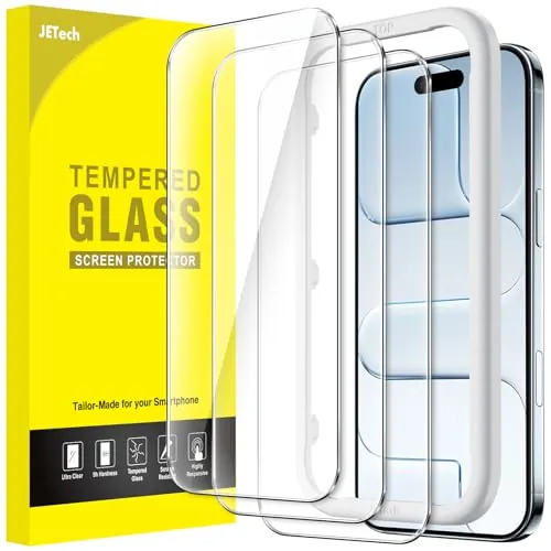 JETech Protector Pantalla para iPhone Air, 3 Unidades | 9H Cristal Vidrio Templado, HD Claro, Protección Anti-Arañazos, Marco de Instalación Fácil
