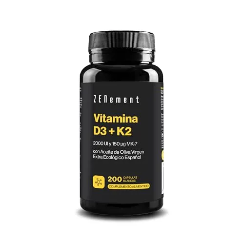 Vitamina D3 2000 UI + K2 MK-7 150 µg, Biodisponibles en AOVE - 200 Cápsulas