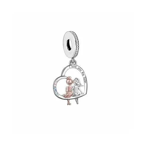 Abalorio de plata de ley 925 con texto en inglés "I Love You Big Sister" con forma de corazón compatible con pulseras Pandora