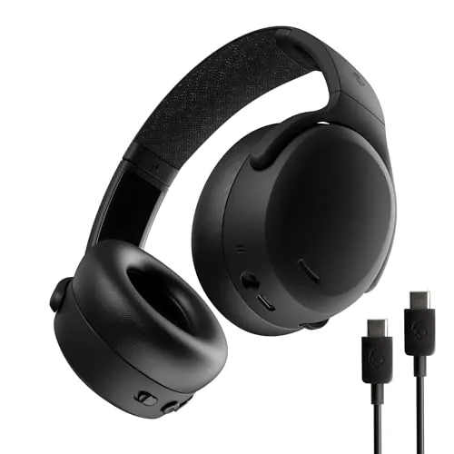 Skullcandy Crusher ANC 2 Cascos Over-Ear Inalámbricos con Cancelación de Ruido y Sensory Bass, 50 h de Autonomía, Skull-iQ, con Alexa Habilitada, Compatibles con Dispositivos Bluetooth - Negro