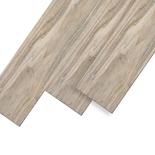 UISEBRT 18 Suelo Vinílico Autoadhesivo Baldosas de Vinilo Efecto Madera, 91,44 x 15,24 x 0,2 cm, para aprox. 2,5 m², tablones decorativos para cocina, salón, balcón, Roble Blanco