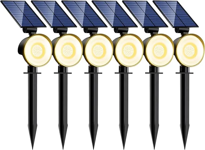 nipify 6 Piezas Luces Solares LED Exterior Jardin, [53 LED/3 Modos] Focos Led Exterior Solares Potente, Impermeable Luz Solar Jardin para Caminos, Patio, Terraza