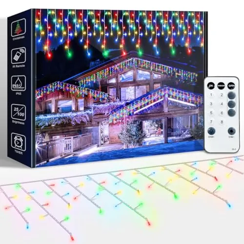 10M Cortina Luces Navidad Exterior, LED Luzes Natal Exterior Multicolor