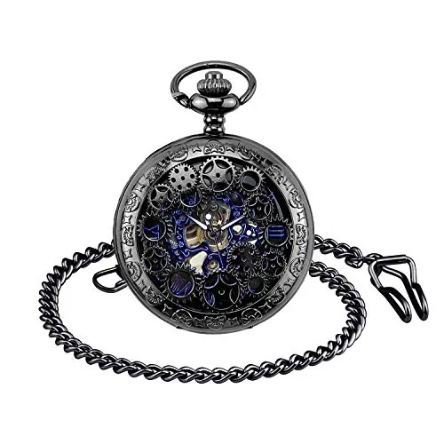 Unendlich U- Reloj de Bolsillo de Movimiento Mecánico Escala Numeral Romano con 2 Cadenas