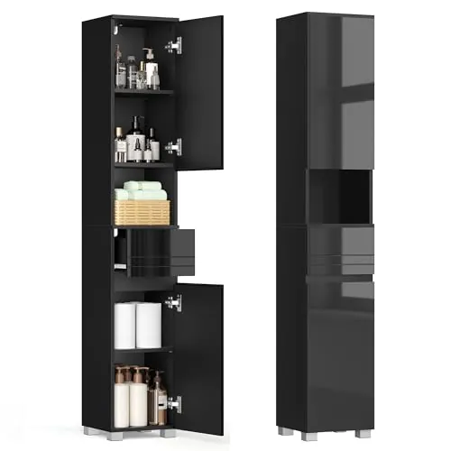VASAGLE Armario de Baño, Mueble de Almacenamiento, 30 x 30 x 170 cm