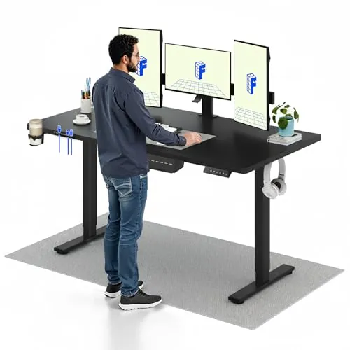 FLEXISPOT Escritorio Elevable 160x60, Carga 100kg, 73-118cm, Anticolisión