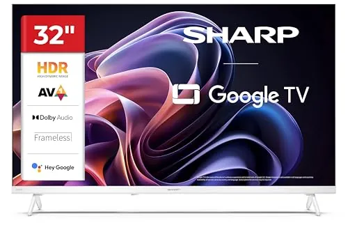 Sharp TV de 32", LED HD Ready, Google TV, Blanco, Modelo 32HF2365EW
