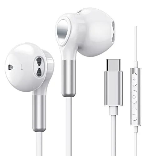 Auriculares USB C para Samsung Galaxy S26 S25 S24 S23 S22 S21 S20 A56 A17 A16 Auriculares USB Tipo C con Micrófono intrauditivos con Cable Tipo C para iPhone 17 16 15 Pro Max Plus iPad 10 Air 5/Mini 6