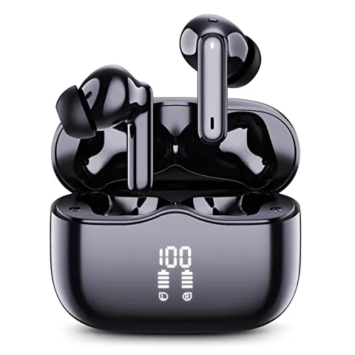 Auriculares Inalambricos Bluetooth, 2026 Auriculares Bluetooth 5.4 con ENC Reducción de Ruido, 40H HiFi Estéreo Cascos Inalambricos Bluetooth con 4 HD Mic, Pantalla LED, IP7 Impermeablem Cascos/USB-C