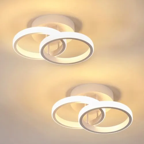 Mckalen 2 Piezas Plafon LED Techo de Acrílico Blanco Cálido 3000K, Blanco