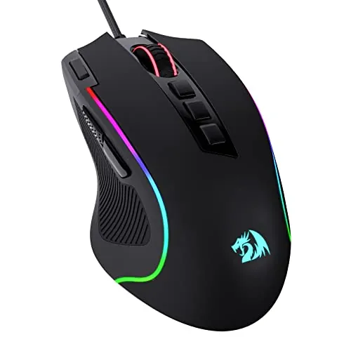 Redragon M612 Predator RGB - Ratón óptico con Cable de 8000 dpi con 11 Botones programables y 5 Modos retroiluminados, Software Compatible con Botones de Disparo rápido