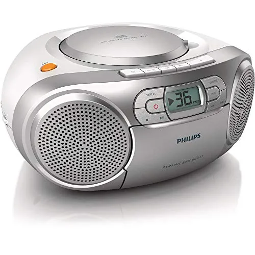 Philips Boombox AZ127/12 Reproductor de CD Casete Radio FM y Entrada de Audio Portátil