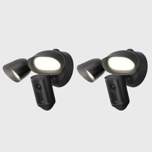 Ring Cámara Pro con focos (Floodlight Cam Pro, última generación) | Cámara de seguridad exterior | Retinal 4K, Zoom 10x, focos de 2000 lúmenes | Prueba gratuita de 30 días del plan de suscripción Ring | 2 Cámaras