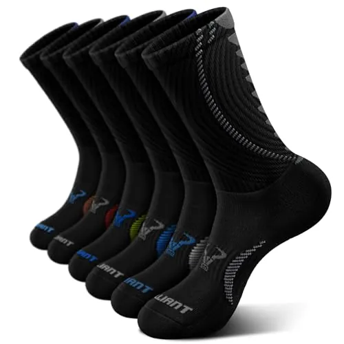 BULLIANT Calcetines Hombre 6 Pares, Calcetines Compresión Atléticos Acolchados para Hombres Deportes Correr Senderismo Pesca Soporte de Arco(6Pares,43-46)