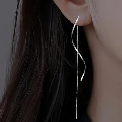 Pendientes de cadena en espiral vintage, pendientes largos con borla, pendientes de cadena con gota dorados, joyas geométricas para mujer, One Size, Acero aleado, Sin gemas.