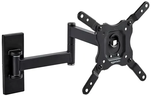 Amazon Basics Soporte de pared para TV, movimiento completo, giratorio e inclinable para televisores o monitores planos y curvos de 12 a 40 pulgadas de hasta 36kg, VESA máx. de 200 x 200mm, negro