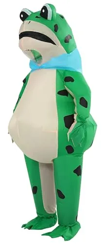 FUNFOCUS Disfraz de rana inflable para adultos, unisex, verde, talla única, perfecto para carnaval y fiesta temática