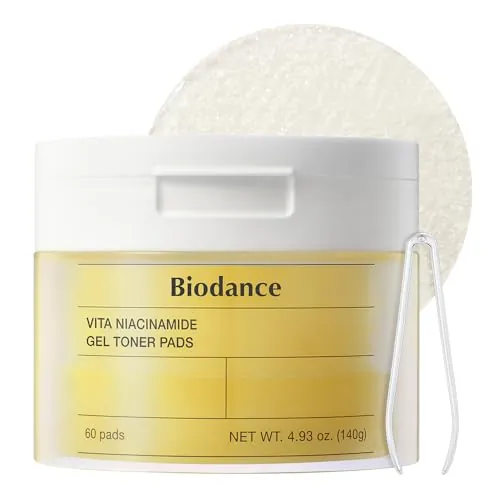Biodance Vita Niacinamide Gel Toner Pads - Discos Tónicos para Manchas Oscuras y Tono Uniforme - Almohadillas Exfoliantes Suaves con Vitamina C - Cosmética Coreana - 60 Unidades (140g)
