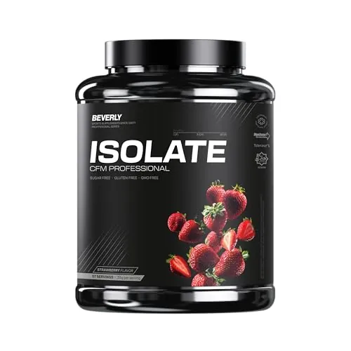 Beverly ISOLATE CFM – Proteína Aislada de Suero Premium (Whey Isolate) | 30 g Proteína | Baja en Lactosa y Sin Azúcares Añadidos | 58 Servicios | Desarrollo Muscular (2 Kg, Fresa)