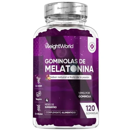 Melatonina Gominolas 120 Unidades Con Vitamina B6 y Sabor Natural a Fruta de la Pasión - Gummies para 4 Meses, Melatonina Contribuye a Reducir el Tiempo para Conciliar el Sueño, Veganas y Sin Gluten
