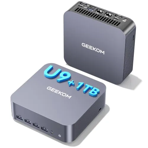 GEEKOM GT1 Mega AI Mini PC con Intel Core Ultra 9 185H, 1TB SSD+16GB DDR5 | Función AR en Tiempo Real, 6 Puertos USB, 4 Pantallas 8K, Mini Ordenador de Sobremesa con Sistema Preinstalado