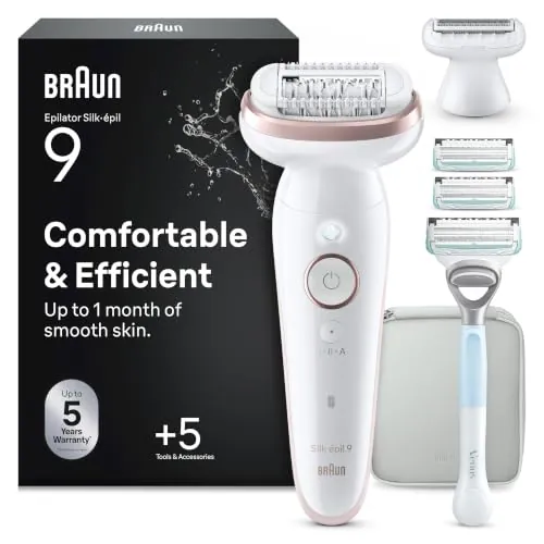 Braun Silk·épil 9 Depiladora Eléctrica Mujer, 9-130 Blanco/Flamenco
