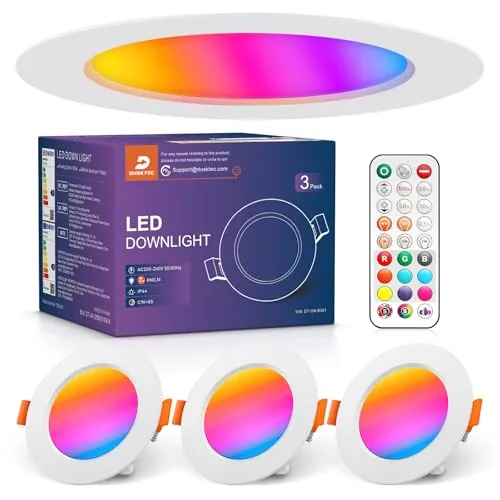 DUSKTEC Foco Empotrable LED Techo RGB con Mando 7W Luz Regulable 3 Unidades