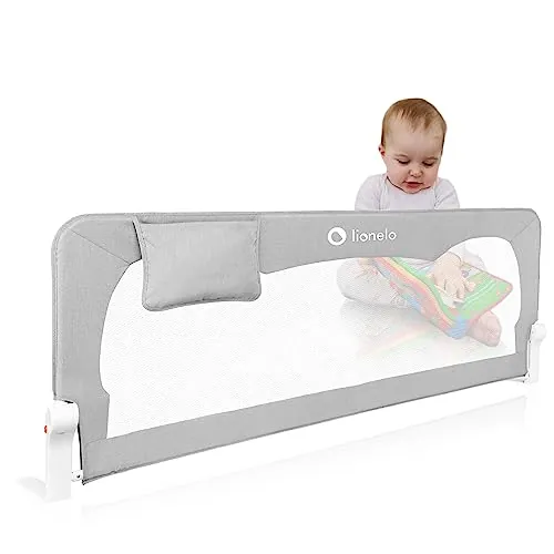 lionelo Hanna Barrera de Cama 150 x 65 cm – Protección contra Caídas con Cinturones SecureBelt, Apta para la mayoría de los colchones, Malla Transpirable, Fácil Montaje