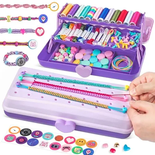 Kit Pulseras Amistad DIY Niñas 8-12 Años, Organizador de 3 Niveles, Regalo