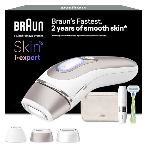 Braun Depiladora Luz Pulsada Skin i·expert Smart IPL, PL7249, Blanco/Bronce