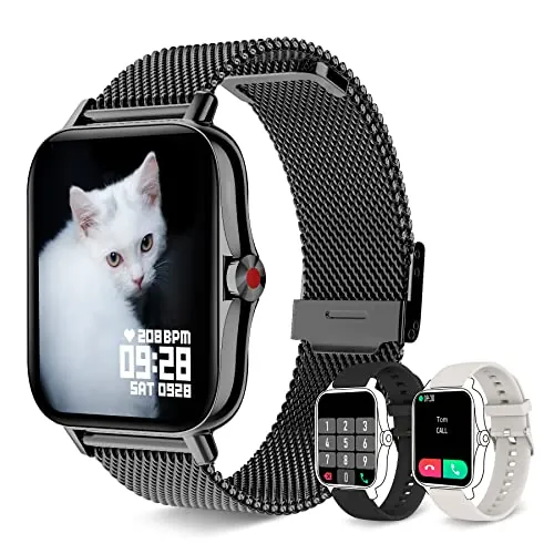 Iaret Reloj Inteligente Mujer con Llamadas,1,69" Smartwatch Mujer para Android iPhone 3 Correas, Pulsera Actividad Ritmo Cardíaco Oxígeno Sanguíneo Seguimiento Menstrual Monitor Sueño (Negro)