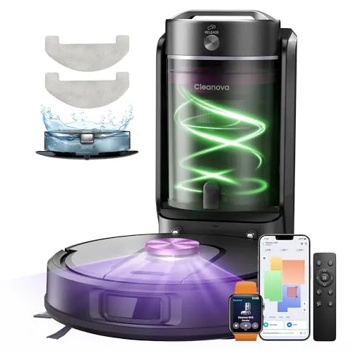 Vexilar W15 Robot Aspirador y Fregasuelos 10000Pa, Aspirador Fregadora Potente con 5 Mapa Inteligente,Autonomía 180Min, Fácil Programa, 4L Base Autovaciado sin Bolsa, para Suelos/Alfombras/Partícula