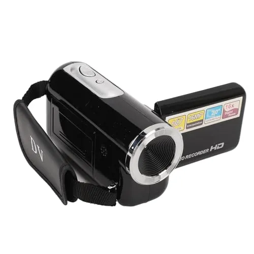 Videocámara con Cámara de Video, D22 FHD 16MP 1080P 16X Zoom Digital Handycam, Pantalla Giratoria de 2.0 '', Grabadora de Cámara Digital Antivibración con Roscas de 1/4 de