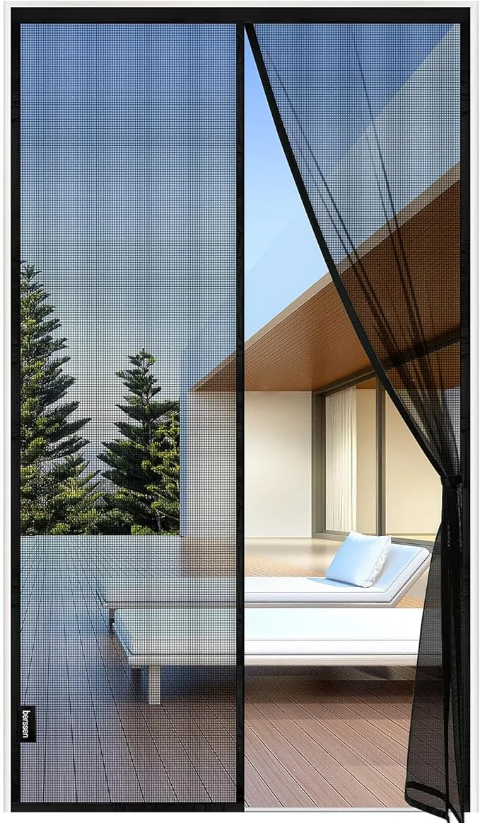 ALTAMENTE IGNÍFUGO - Mosquitera Puerta Magnetica - 80 x 200 CM - Negro, Mosquiteras para Puertas, Cierre Magnético de Arriba a Abajo, Automáticamente,Mantiene el Aire Fresco
