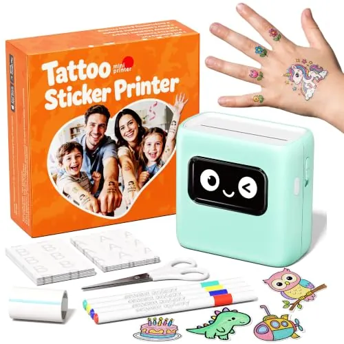 Phomemo TK20 Juguetes para Niño y Niñas, Impresora Tatuajes para Niños | Regalos Niña 5 6 7 8 9 10+ Años, Máquina de Tatuajes para niños con 40 Hojas y 4 Rotuladores, Kits de Dibujo