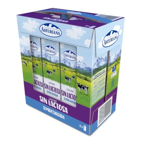 Central Lechera Asturiana Leche Sin Lactosa Semidesnatada Brik Pack 6x1L