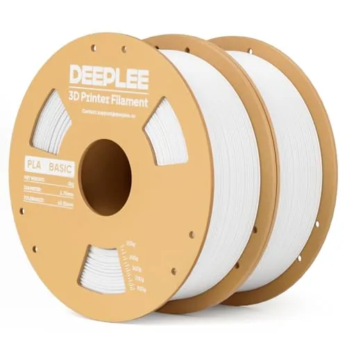 DEEPLEE Filamento PLA Basic 1.75 mm, Pack 2 x 1 kg, Blanco