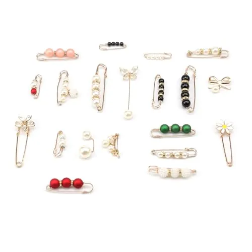 ZIJANG Broche Perlas, 20 Piezas Imperdibles Ropa, Metal Broche Imperdible, Escote Reducido, Elegante Alfiler de Solapa, Imperdible de Decoración, para Sujetar Cuellos, Pañuelos en Cabeza, Bufandas
