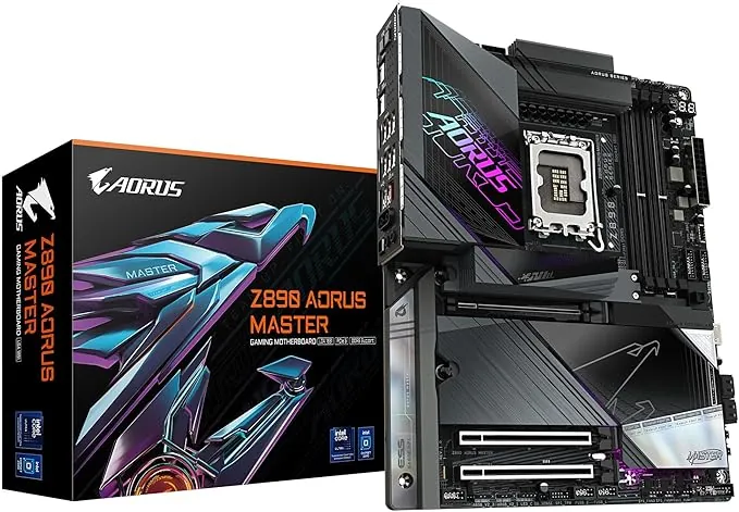 GIGABYTE Placa Base Z890 AORUS Master - Compatible con procesadores Intel Core Ultra (Serie 2), 18+1+2 Fases VRM, hasta 9500MHz DDR5 (OC), 2xPCIe 5.0 + 3xPCIe 4.0, Wi-Fi 7, LAN 10GbE, Thunderbolt 4